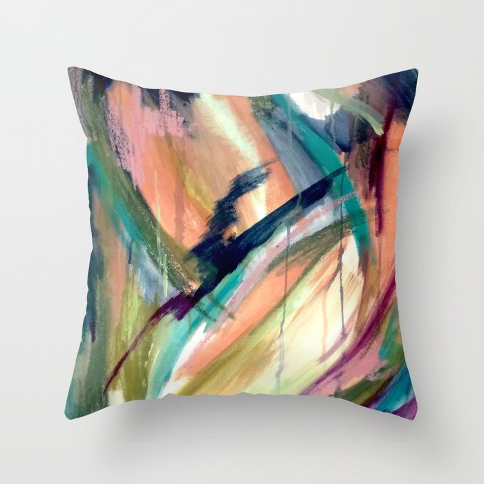 Brave -  a colorful acrylic and oil painting Throw Pillow