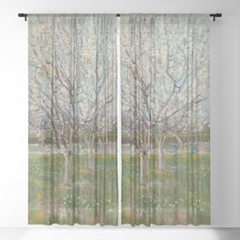 Vincent van Gogh Orchard in Blossom Plum Trees Oil Painting Sheer Curtain