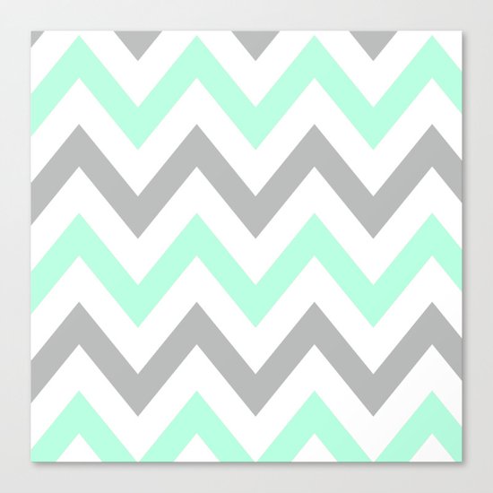 MINT & GRAY CHEVRON Canvas Print