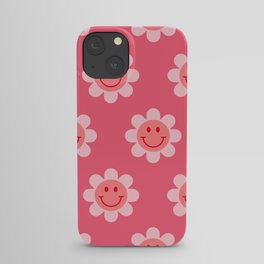 70s Pink & Red Smiley Face Pattern iPhone Case