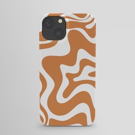 Liquid Swirl Retro Modern Abstract Pattern in Orange Ochre and White iPhone Case