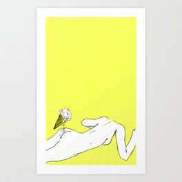 Summer Art Print | Pink, Pastel, Instagram, Sm, Love, Drawing, Fur, Sensual, Outline, Illustration 