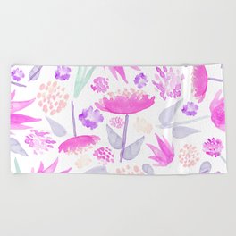 A Dream of Light Pink watercolor Flowers Beach Towel