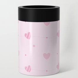 Hearts and circles. Pink seamless pattern Can Cooler
