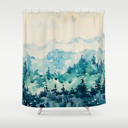 Watercolor Pine Trees 2 Shower Curtain