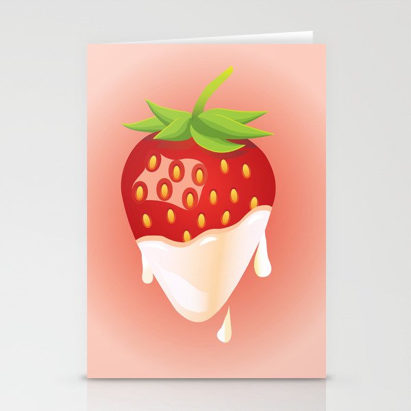 Strawberry covered with cream Stationery Cards