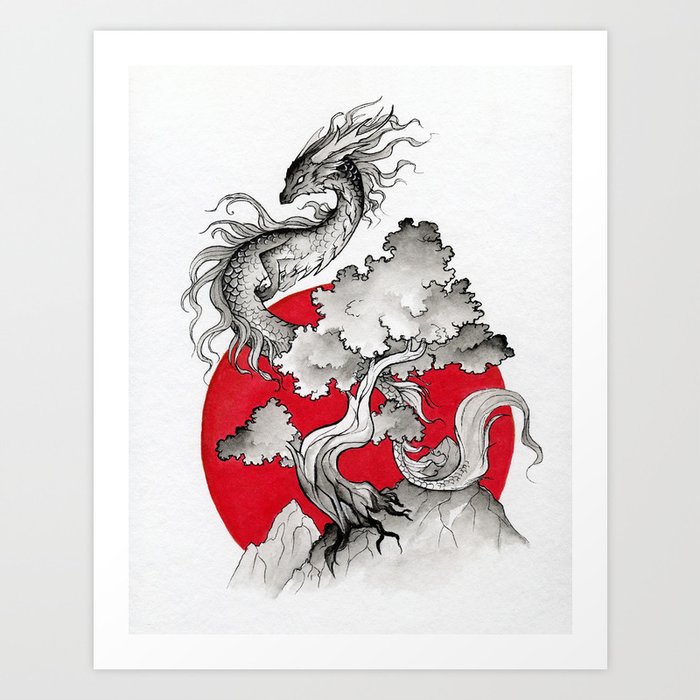 Rising dragon Art Print