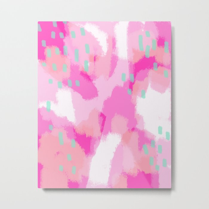 amelia - Pink Abstract Digital Painting Metal Print