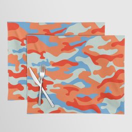 Camouflage Pattern Orange Blue Red Placemat
