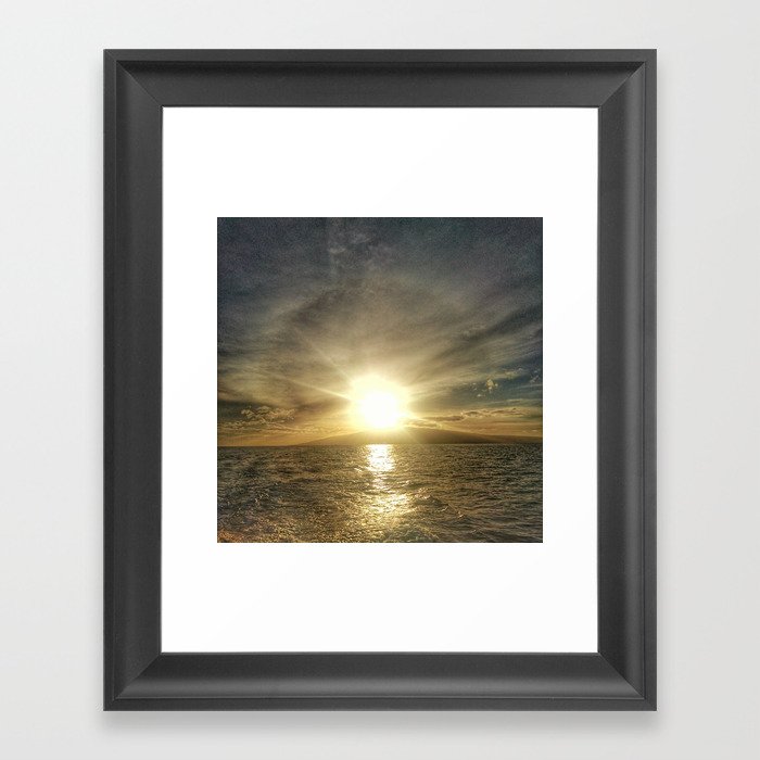 Sunset on Maui by boat Framed Art Print