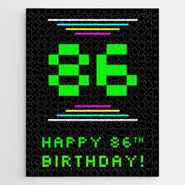 [ Thumbnail: 86th Birthday - Nerdy Geeky Pixelated 8-Bit Computing Graphics Inspired Look Jigsaw Puzzle ]