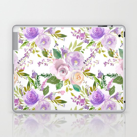 Botanical lilac violet modern hand painted floral Laptop & iPad Skin