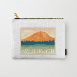 WASHINGTON STATE - Mount Rainer, Vintage Inspired Postcard Carry-All Pouch | Vintage, Vector, Landscape, Painting, Illustration 