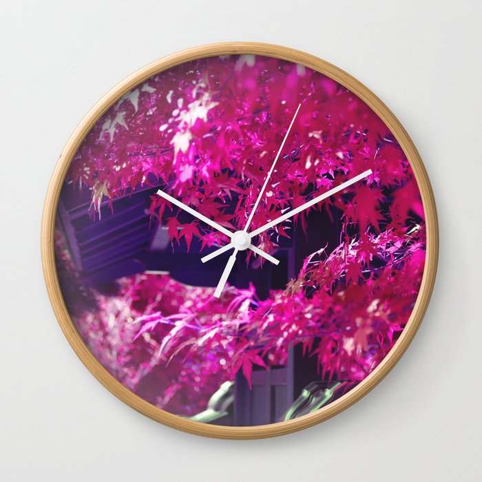 pink Japanese Garden Wall Clock