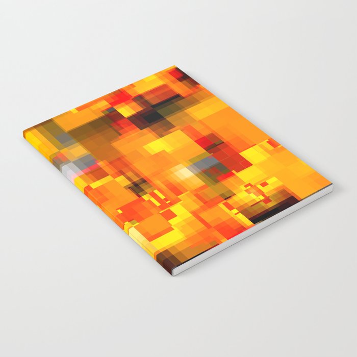 geometric pixel square pattern abstract background in yellow orange brown Notebook