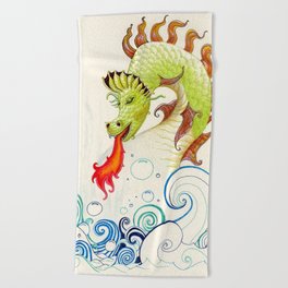 A happy dragon Beach Towel