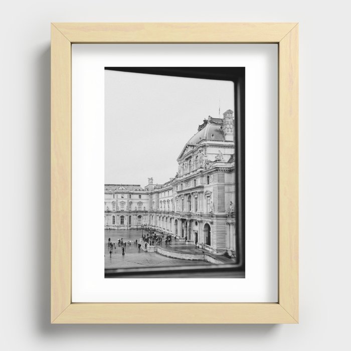 Morning at the Louvre, Paris in France | Architecture | black and white travel photography Art Print Recessed Framed Print