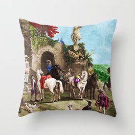 Prelude to a Hunt Landscape English Painting by Jeanpaul Ferro Throw Pillow | Beauty, Countryside, Hunt, Fineart, Colorful, Jeanpaulferro, Hounds, Impressionism, Englishschool, Dutchgoldenage 