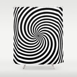 Black And White Op Art Spiral Shower Curtain