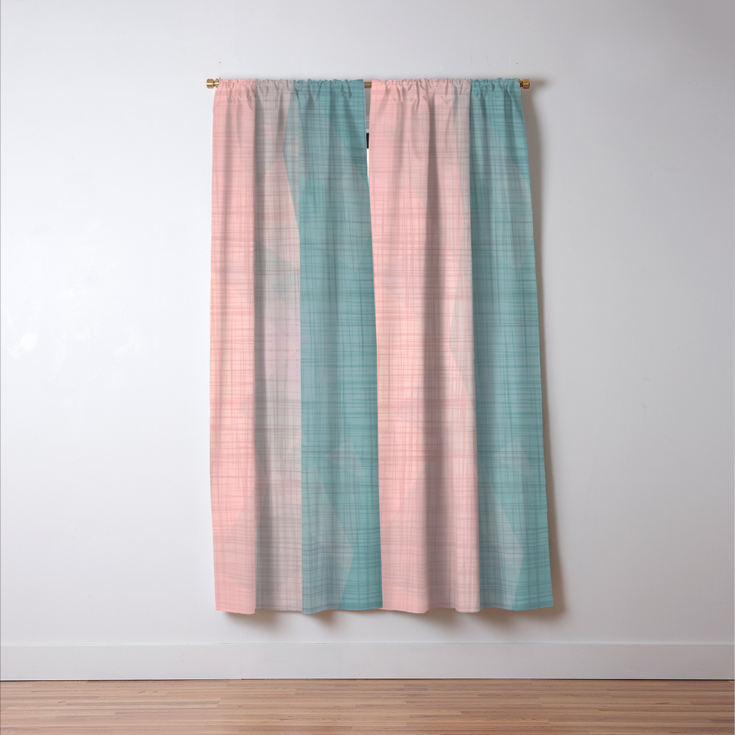In The Flow Geometric Minimalist Blue Pink Blackout Curtain By Geometric Minimalist Blue Pink