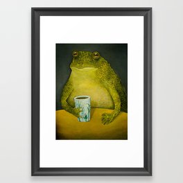 Toad's morning cup Framed Art Print