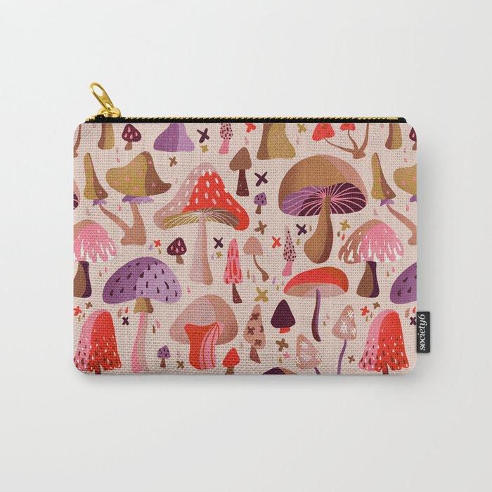 Mushroom Collection – Pink Carry-All Pouch