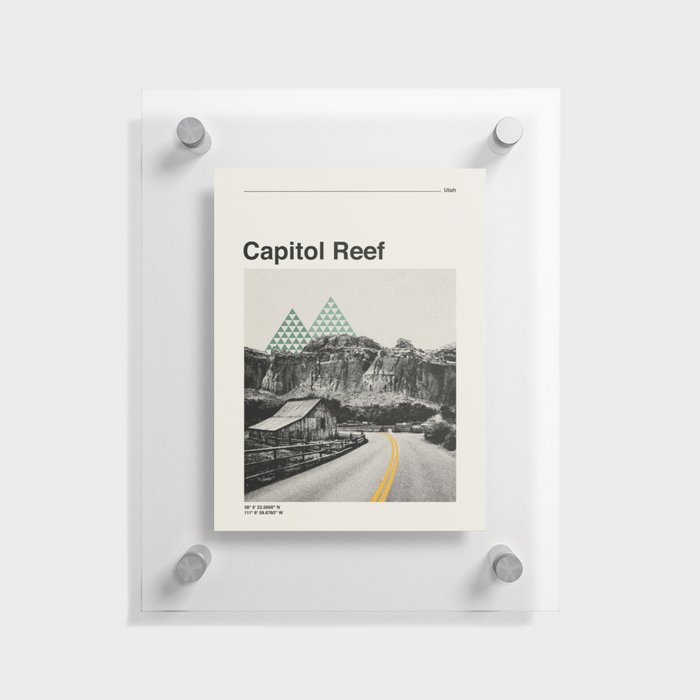 US National Park Retro Poster Capitol Reef Utah Floating Acrylic Print
