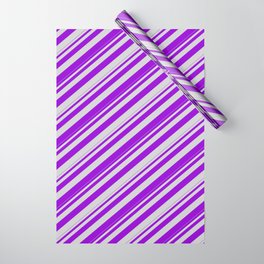 [ Thumbnail: Dark Violet and Light Gray Colored Lines Pattern Wrapping Paper ]