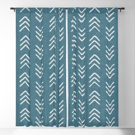 Muted teal and soft white ink brushed arrow heads pattern with textured background Blackout Curtain