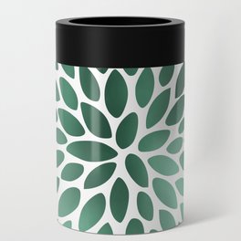 Floral Bloom Green and White Can Cooler