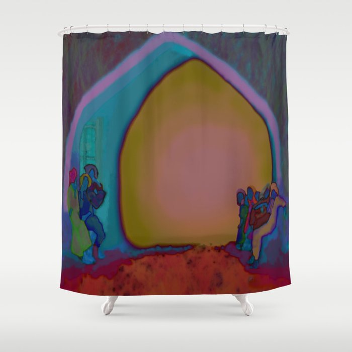 "Blue Night" Old Town  Shower Curtain