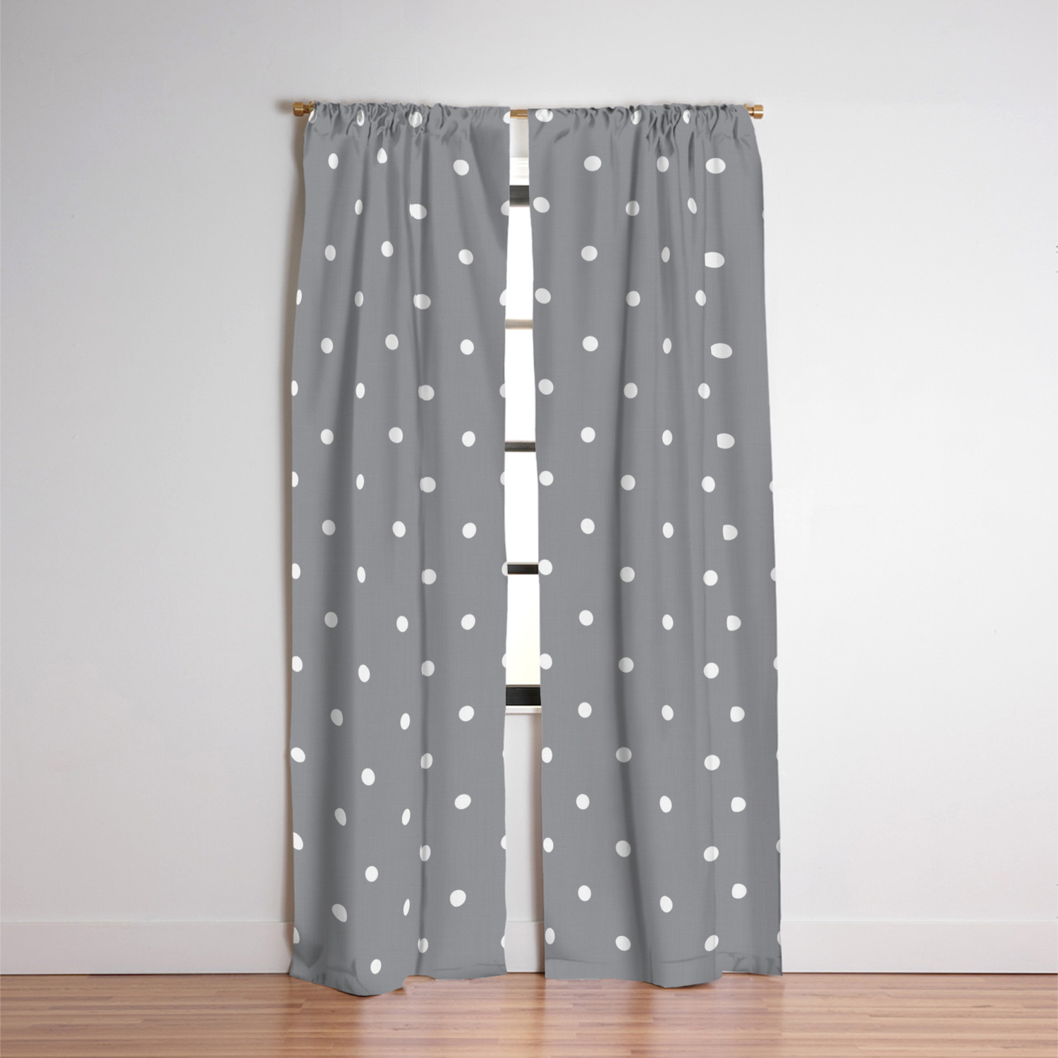 Small White Polka Dots With Grey Background Blackout Curtain By