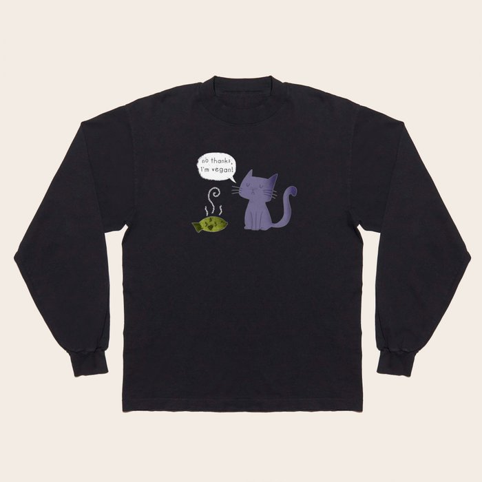 No thanks I m vegan cat Long Sleeve T Shirt