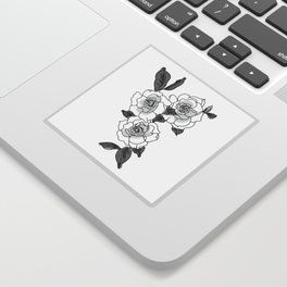 Grayscale Gardenias Sticker