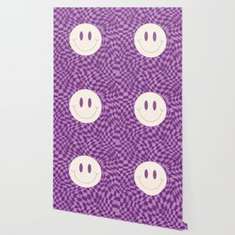 Warp checked smiley in purple Wallpaper