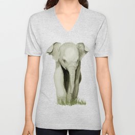 Baby Elephant V Neck T Shirt