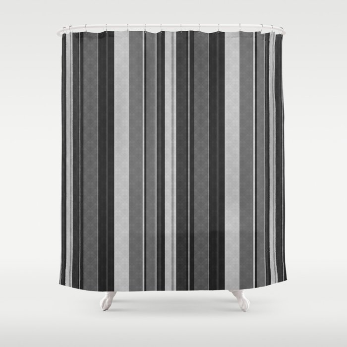 Grey Black Vertical Stripes Shower, Gray And Black Striped Curtains