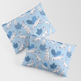 White hare on blue background  Pillow Sham