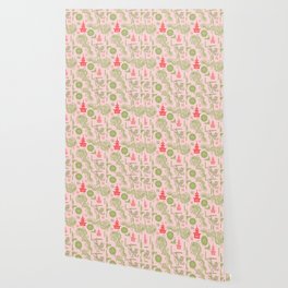 Pink and Green Chinoiserie Wallpaper