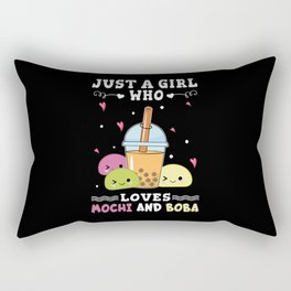 Cute Kawaii Just Girl Who Loves Mochi And Boba Rectangular Pillow