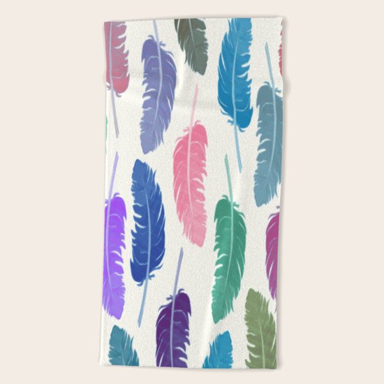 Colorful Feathers Beach Towel