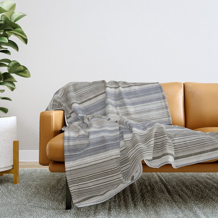 Blue grey Tan Stripes Throw Blanket by Sheila Wenzel Ganny Society6