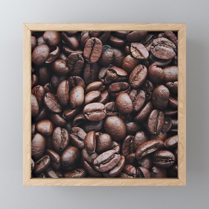 Coffee beans pattern Framed Mini Art Print