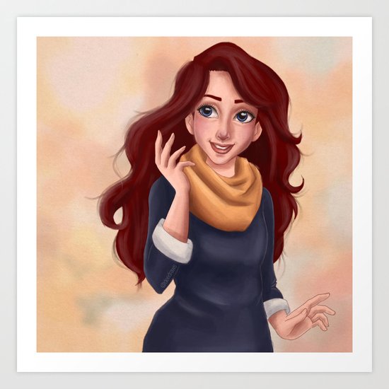 Yellow scarf Art Print