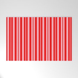 [ Thumbnail: Light Pink & Red Colored Lines Pattern Welcome Mat ]