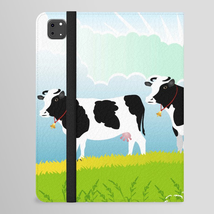 Vector Illustration White Cow Big Black iPad Folio Case