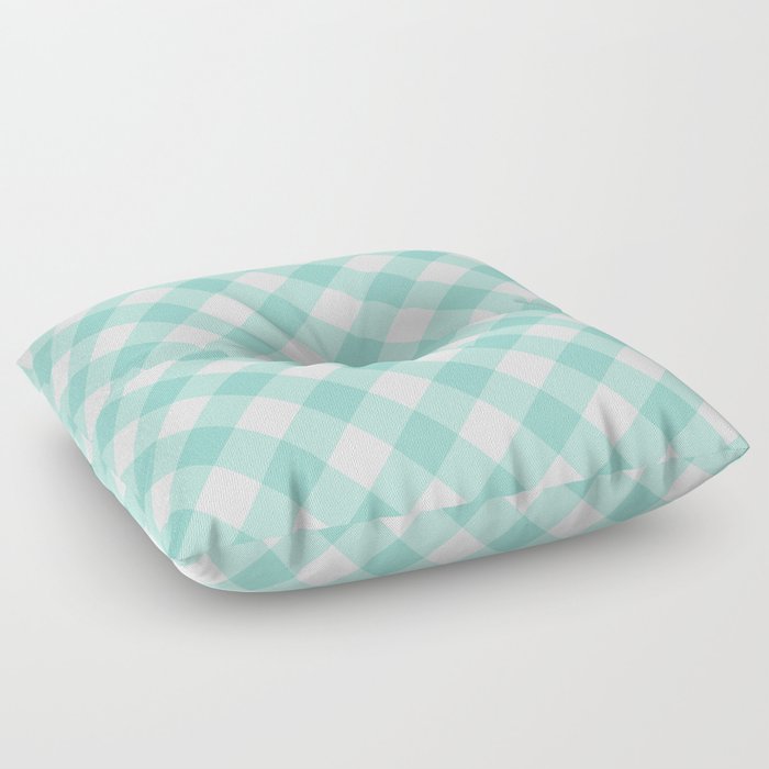  Green Pastel Farmhouse Style Gingham Check Floor Pillow