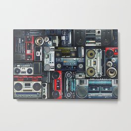 Vintage wall full of radio boombox of the 80s Metal Print