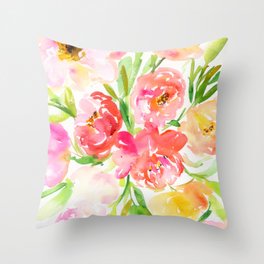 flourishing: peonies in watercolor Throw Pillow