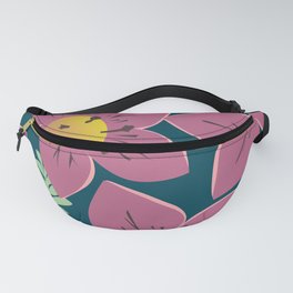 Spring Beauty Wildflower Pink on Blue Fanny Pack